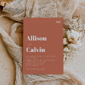 terracotta moderne sms - huwelijksuitnodiging kaart