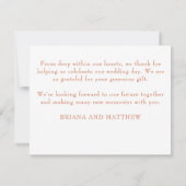 Terracotta moderne trouwfoto dank u kaart (Achterkant)