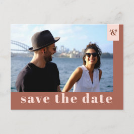 Terracotta Moderne Typografie Foto Save The Date Uitnodiging Briefkaart