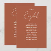 Terracotta moderne zitkaart Tafelnummer (Voorkant / Achterkant)