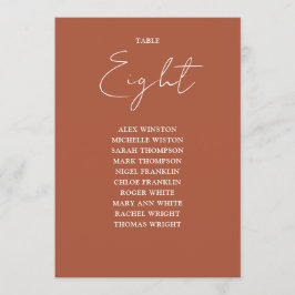 Terracotta moderne zitkaart Tafelnummer