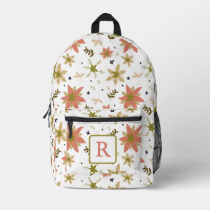 Terracotta Monogram Bloemen Bedrukte Rugzak