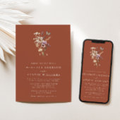 Terracotta Monogram Boho Trouwuitnodiging Kaart