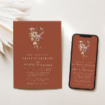 Terracotta Monogram Boho Wedding Invitation Kaart<br><div class="desc">Terracotta Monogram Boho Wedding Invitation. Deze stijlvolle en elegante trouwboho-uitnodiging is voorzien van prachtige handbeschilderde waterverf wildbloemen die zijn gerangschikt als een mooie en eenvoudige bouquet die perfect is voor lente-,  zomer- of valbruiloften. Zoek overeenkomende objecten in het Collectie van de Terracotta Boho Wildflower Wedding.</div>
