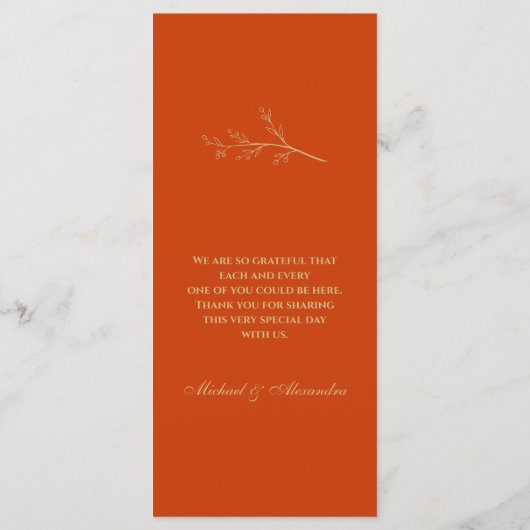 Terracotta Monogram Botanische Minimalistische Huw Menu (Achterkant)