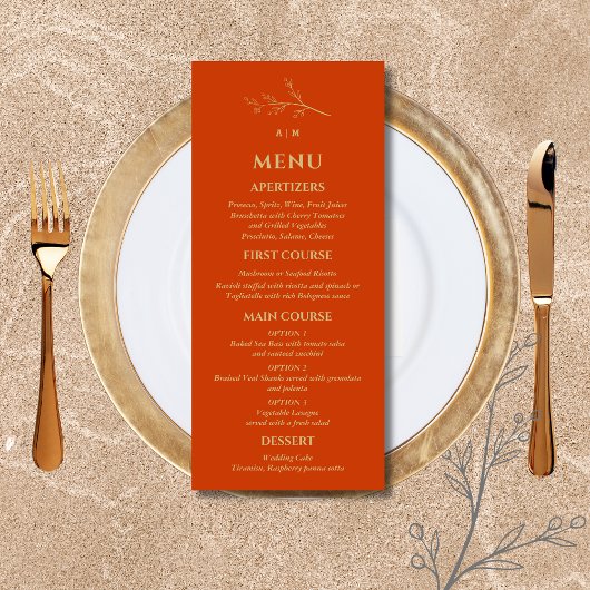 Terracotta Monogram Botanische Minimalistische Huw Menu