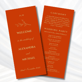 Terracotta Monogram Botanische Minimalistische Huw Programmakaart
