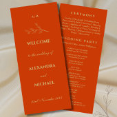 Terracotta Monogram Botanische Minimalistische Huw Programmakaart