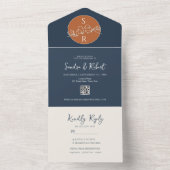 Terracotta Monogram Bruiloft Alles In Een Uitnodig All In One Uitnodiging (Binnen)