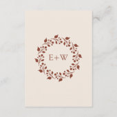 Terracotta Monogram Bruiloft Detail Behuizing Kaar Informatiekaartje (Achterkant)