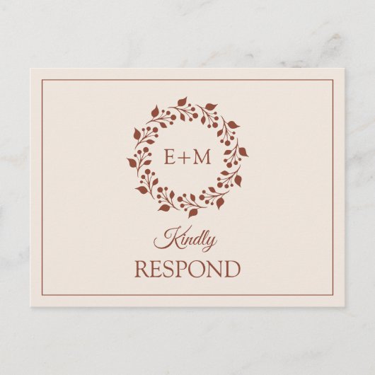 Terracotta Monogram Bruiloft RSVP Uitnodiging (Voorkant)