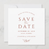 Terracotta Monogram Bruiloft Save The Date Kaart (Voorkant)