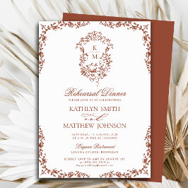 Terracotta Monogram  Crest repetitie diner Kaart