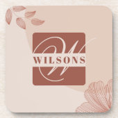 Terracotta Monogram Elegante Schattige Chic Script Bier Onderzetter (Voorkant)