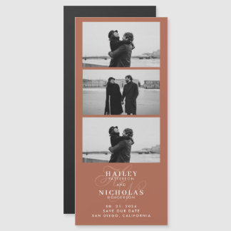 Terracotta Monogram Fotostrip Magnetische bruiloft