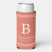 Terracotta Monogram Huwelijk Seltzer Koelbox Blikjeskoeler (Seltzer Voorkant)