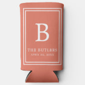 Terracotta Monogram Huwelijk Seltzer Koelbox Blikjeskoeler (Voorkant)