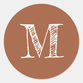Terracotta Monogram Initiaal Ronde Sticker