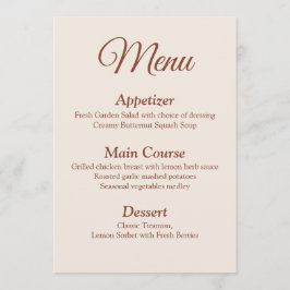 Terracotta Monogram Krans Bruiloft Menu Kaart