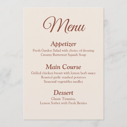 Terracotta Monogram Krans Bruiloft Menu Kaart (Voorkant)