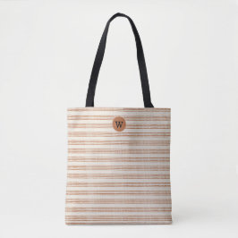 Terracotta Monogram Moderne minimalistische streep Tote Bag