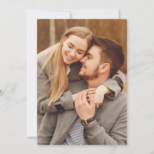 Terracotta Monogram Pampas Gras Foto Trouw Kaart (Achterkant)