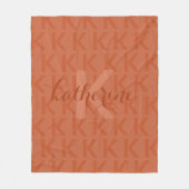 Terracotta Monogram Patroon Script Naam Fleece Deken (Voorkant)