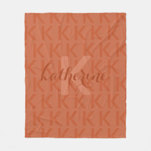 Terracotta Monogram Patroon Script Naam Fleece Deken