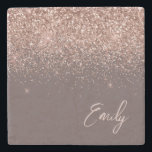 Terracotta Monogram Roos Gold Pink Glitter Stenen Onderzetter<br><div class="desc">Terracotta and Roos Gold - Blush Pink Glitter Script Monogram Name Stone Tegel. Dit maakt het perfecte afstuderen,  zoete 16 verjaardag,  bruiloft,  vrijgezellenfeest,  verjaardagsdag,  baby shower of vrijgezellenfeest voor iemand die van luxe en chic stijlen houdt.</div>