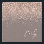 Terracotta Monogram Roos Gold Pink Glitter Stenen Onderzetter<br><div class="desc">Terracotta and Roos Gold - Blush Pink Glitter Script Monogram Name Stone Tegel. Dit maakt het perfecte afstuderen,  zoete 16 verjaardag,  bruiloft,  vrijgezellenfeest,  verjaardagsdag,  baby shower of vrijgezellenfeest voor iemand die van luxe en chic stijlen houdt.</div>