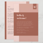 Terracotta Monogram Weddenschap Welkomstreisroute (Voorkant / Achterkant)