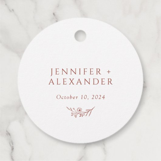 Terracotta Monogram Wedding Bedankjes Labels (Achterkant)
