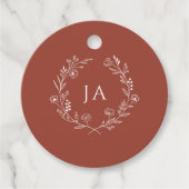 Terracotta Monogram Wedding Bedankjes Labels (Voorkant)