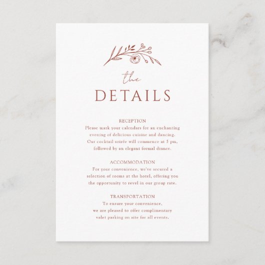 Terracotta Monogram Wedding Informatiekaartje (Voorkant)