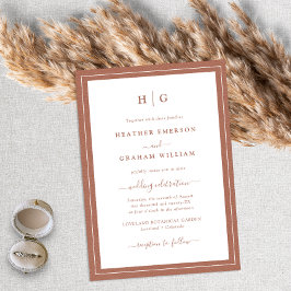 Terracotta Monogram Wedding Kaart