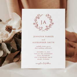 Terracotta Monogram Wedding Kaart