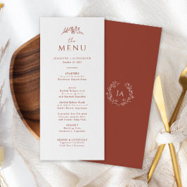 Terracotta Monogram Wedding Menu