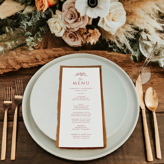 Terracotta Monogram Wedding Menu