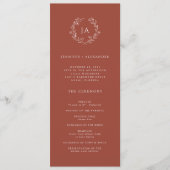 Terracotta Monogram Wedding Programmakaart (Voorkant)