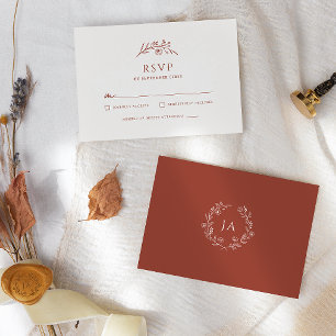 Terracotta Monogram Wedding RSVP Kaartje