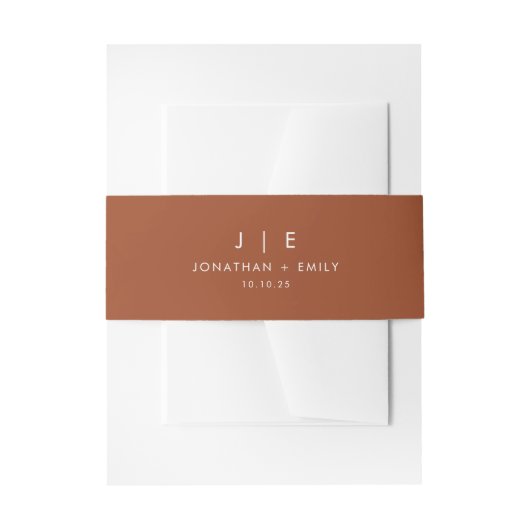 Terracotta Monogram Wedding Uitnodigingen Wikkel (Voorkant Voorbeeld)