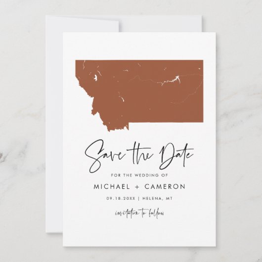 Terracotta Montana Kaart Minimalistisch Script Bru (Voorkant)