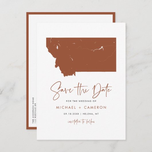 Terracotta Montana State Kaart QR Code Opslaan van (Voorkant / Achterkant)