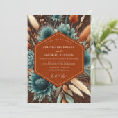 Terracotta Moody Bloom Bruiloft Kaart (Staand voorkant)