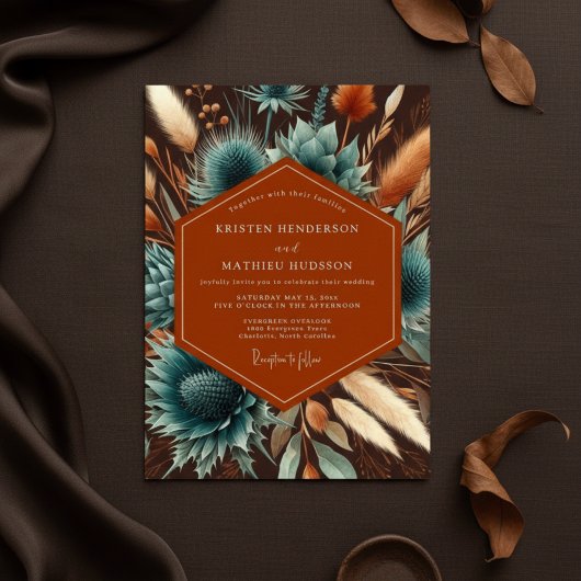 Terracotta Moody Bloom Bruiloft Kaart