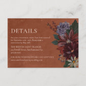 Terracotta Moody Floral Wedding Details Kaart (Voorkant)