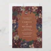 Terracotta Moody Floral Wedding Invitation Kaart (Voorkant)