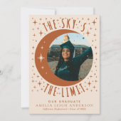 Terracotta Moon Afstuderen Fotoaankondiging Kaart (Voorkant)