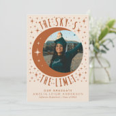 Terracotta Moon Afstuderen Fotoaankondiging Kaart (Staand voorkant)