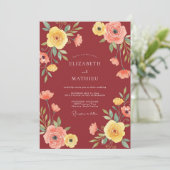 Terracotta Mosterd Ranunculus Eucalyptus Bruiloft Kaart (Staand voorkant)